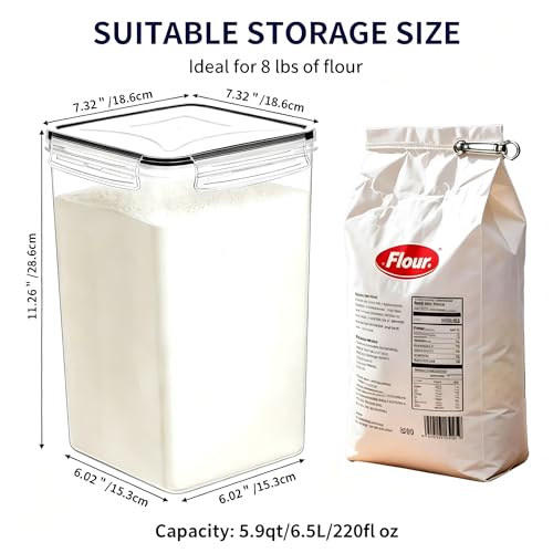 2pc 6.5L Airtight Food Storage Containers with Lids, Cups & Labels | Large BPA-Free Plastic Food Storage with Labels for Spaghetti, Cereal, Oats & Kitchen Pantry Organization, 2 Pack - size: 2 pcs(6.5L)