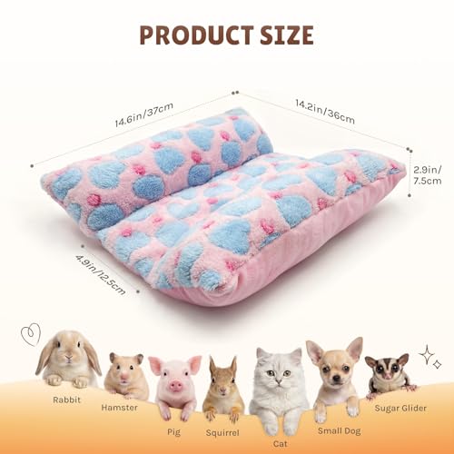 16.5 X 18in Removable and Washable Soft Rabbit Bed, Thickened and Softer Bunny Bed, Double-Sided Plush Rabbit Beds,Rabbits Concave Bed,Small Beds for Animals Indoor - color: Pink - Star