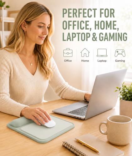Ergonomic Mouse Pad with Wrist Rest, Gel Mousepad with Soft Wrist Support, Non-Slip PU Base, Smooth Surface Mouse Pad for Wrist Pain Relief, Computer Laptop Office Home & Gaming (Sage Green) - color: Sage Green