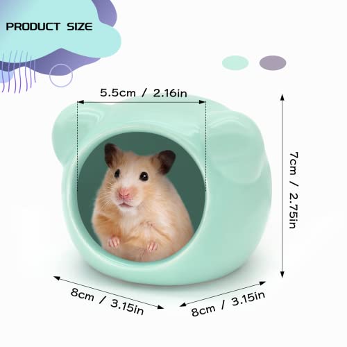 Ceramic Hamster House, Cute Animal Shaped Hamster Cave, Summer Cool Small Animal Hideout Habitat Decor for Dwarf Hamsters (Purple) - color: Purple
