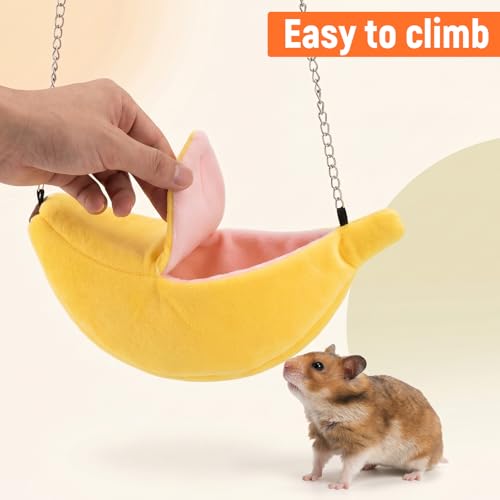 2 Pcs Hamster Bed, Soft Rat Guinea Pig Hammock, Hanging House Rat Cage Accessories for Guinea Pig Rat Sleep and Play(Banana and Pineapple)