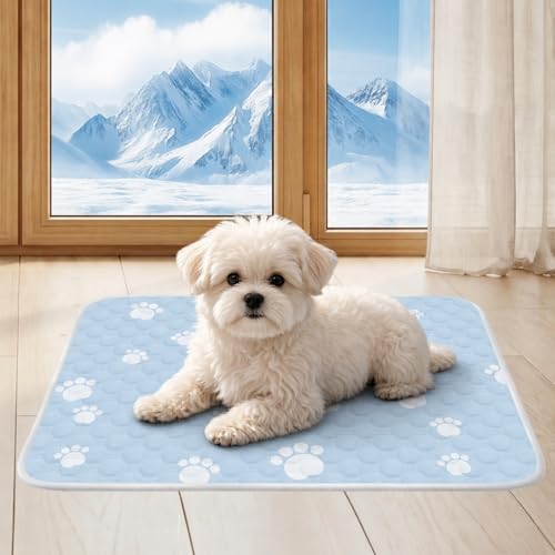 BWX Cooling Mat for Dogs - Easy Clean & Fold Cool Mat for Dogs, Chew Resistant Dog Cooling Pad with Non-Slip Bottom & Chill Soothing Fabric (S/15‘'×19') - size: S/15''×19''