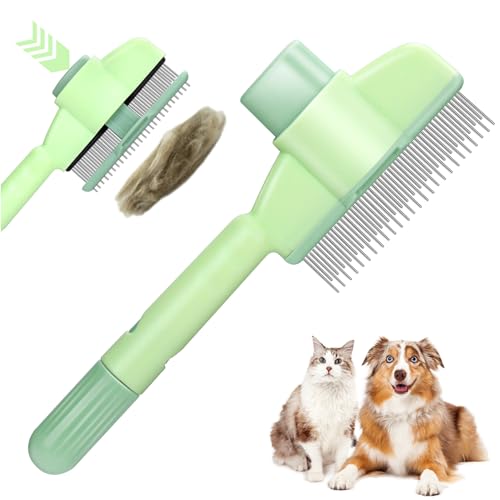One-click Self Cleaning Cat Comb for Long/Short Haired Cats Dogs | Cat Brush for Shedding,Pet Deshedding Brush,Reduces Shedding,Keeps Coat Healthy,Pet Hair Remover Grooming Supplies