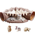 EAEDMY Cat Rabbit Tunnel Bed Nest for Cats Indoor, with Collapsible Washable Soft Cushion, Plush Ball and Exercise Wheel Tube, Fit for Puppy Bunny Kitty Kitten Ferret(2.Coffee) - color: 2.Coffee