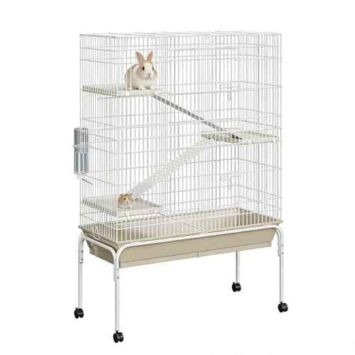 4-Tier Guinea Pig Cage, 55" H Large Nation Cage with Water Bottle, Bowl, Deep Tray, Metal Small Animal Cages On Wheels for Chinchillas, Guinea Pigs, Rabbit, Rat, Sugar Glider - size: 55" H