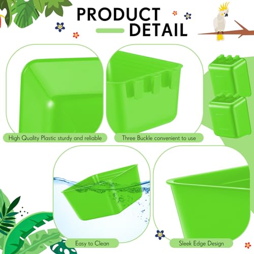 50 Pcs Cage Cups Chicken Feeder Cups 16 oz Hanging Bird Food Water Bowl Bunny Cage Feeding Dish for Pet Parrot Rooster Parakeet Poultry Pigeon(Green) - color: Green