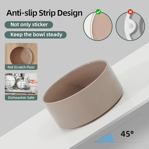 Havniva Elevated Dog Bowls Ceramic Dog Bowls with Stand, Dog Food Bowl | 6.1” Raised Dog Bowls with Non-Slip Wood Stand, Dog Food and Water Bowl Set, Double Dog Feeding Bowls for Small & Medium Dogs - color: 2 Bowls+Stand - Brown Coffee, size: 6.1inch