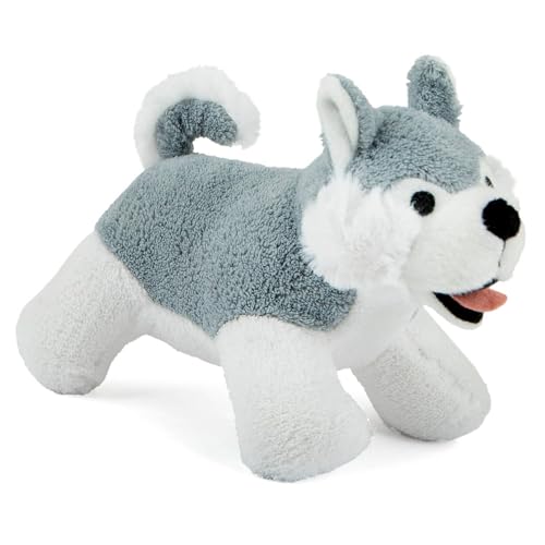 Jeffers Pet Animal Cuddlers Plush Squeaky Dog Toy, 8 in - Gray Husky - color: Gray Husky