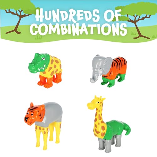 POPULAR PLAYTHINGS Magnetic Animals for Toddlers 1-3, Mix or Match Animal Toys, Set of 4 Gift for Kids - Jungle Animals | Magnetic Animals for Toddlers 1-3, for Kids, Animal Toys