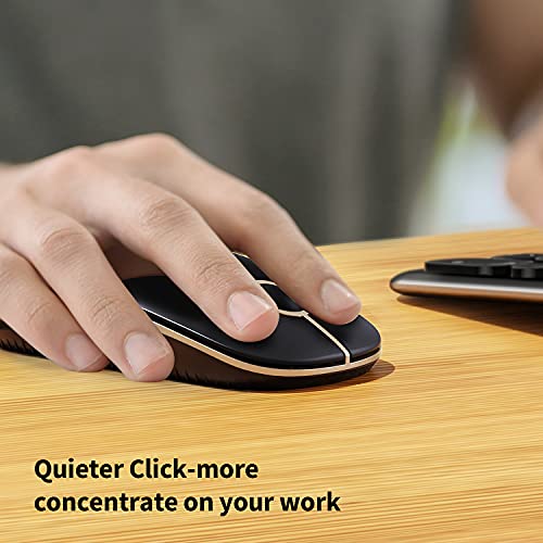 VssoPlor Wireless Mouse, 2.4G Slim Computer Laptop Mouse, Black and Gold | Portable Mouse, Plug & Play USB Nano Receiver, Quiet Silent Optical Mice for Notebook, PC, Laptop, Computer, Windows, Mac - color: Black and Gold