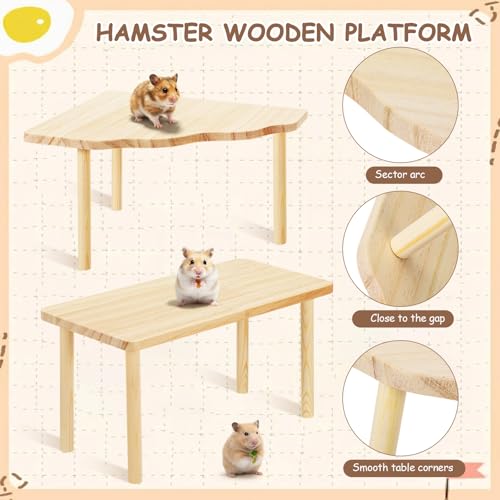 BreezeHug 4 Pcs Hamster Cage Accessories Hamster Platform Hideout Wooden Tunnel Ladder Playhouse Game Climbing Toy with Platform for Pets Dwarf Syrian Mice Degus Gerbils Squirrel(Climber) - style: Climber