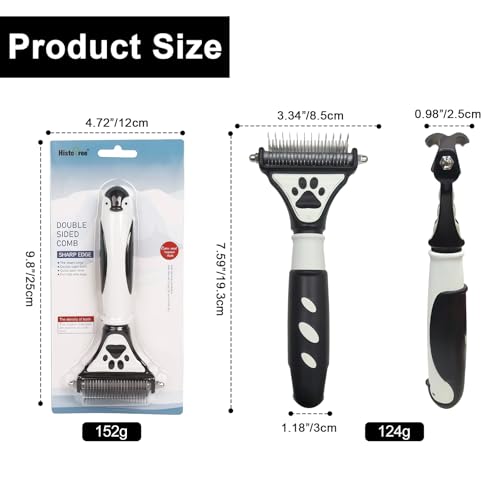 2-in-1 Fine&Wide Tooth Pet Dematting Comb for Dogs&Cats | Stainless Steel Blade,Penguin Handle,Deshedding Dog Brush,Undercoat Rake for Short&Long Haired Pet,Remove Loose Hair Tangles