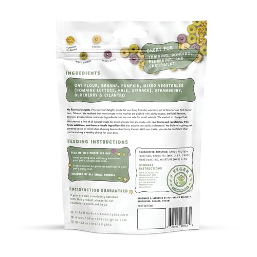 100% All Natural Treat for Rabbit Hamster Guinea Pig Chinchilla Pet Rat Mice, 15pcs Mini Donuts Variety Pack (30g)