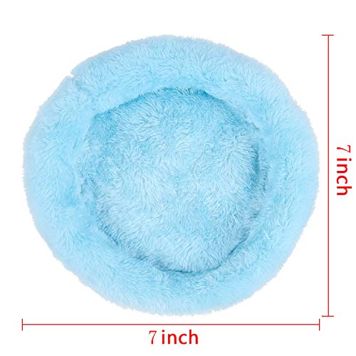 FEBSNOW Guinea Pig Bed Soft Fleece Nest for Hamster Small Animals | ﻿ Natural Cotton and Soft Wool, Guinea Pig Bed, Hamster Bed, Machine Washable Warm Nest, Hair Remover Brush Included - color: Blue, size: 7 inches x 7 inches