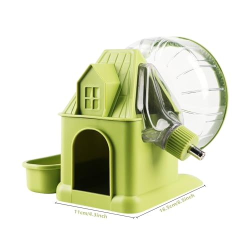 4 in 1 Silent Large Hamster Wheel Multifunctional Hamster Running Wheel Quite Running Spinner Wheel Accessories with Food Bowl Water Bottle for Hamsters Dwarf Gerbil (Green) - color: Green