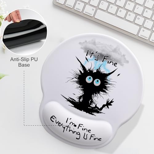 Cat Struck by Lightning Mouse Pad with Gel Wrist Support, Smooth Surface Ergonomic Mouse pad, Non-Slip Pain Relief Desk Mat for Gaming, Work & Office Desktop - color: Cat struck by lightning