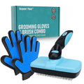Maxpower Planet Pet Grooming Brush, Shedding Undercoat Rake, Dogs | Blue, Double-Sided Deshedding & Detangling, Rubber Non-Slip Handle, For Cats, Gloves Included - color: C1 - Brush & Gloves, size: Large