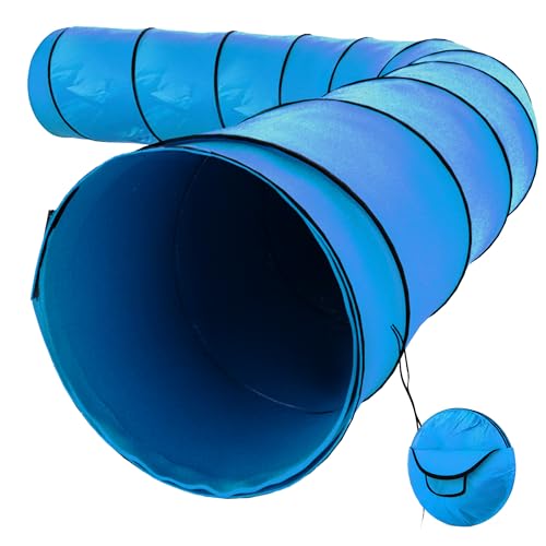 Dog Tunnel, Dog Agility Tunnel, Play, 18 Feet, Small, Medium, Large, Blue | Houseables Agility Equipment, Puppy Obstacle Course, Pet Playground, Crawling, Indoor/Outdoor, Pop Up Set, Exercise Tube, Toy - color: Blue