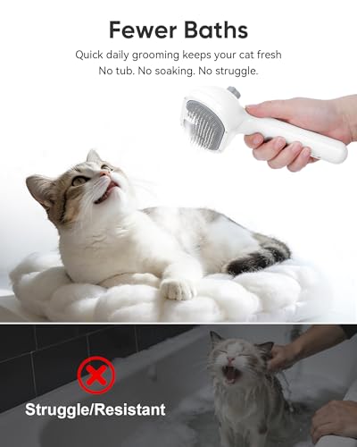 Pet Steam Brush Dog Cat 2026 New Grooming Comb for Shedding Floating Hair | Smooth & Detangling, Gentle Cool Mist Softens Hair Reduces Static Helps Pets Who Dislike Bathing,Includes Waterless Shampoo - color: Gray, size: 120ML