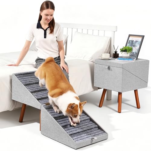 2-in-1 Ottoman Pet Stairs Dog Stairs for Small Dogs (8-Steps) | Dog ramp for Couch Wooden Pet 8 Steps for Puppy Senior Injured Dogs Non-Slip Foldable - size: 8-STEPS
