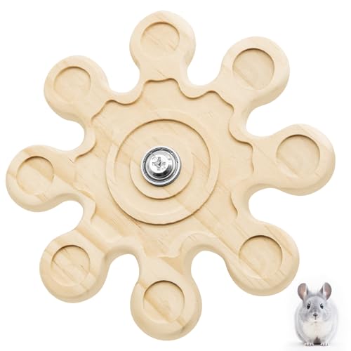 HINGTAI Chinchilla Chew Toys, Natural Wooden Teeth Grinding Guinea Pig Toys for Cage Snowflake- Shaped Rotating Hamster Chew Toys, Chinchilla Cage Accessories Rabbit for Teeth Chewing Supplies