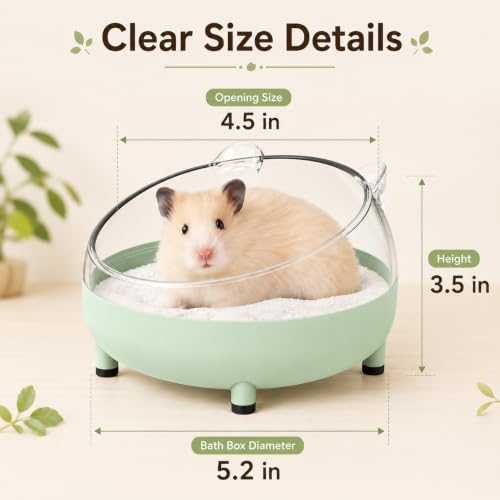 Meow&Woof Hamster Sand Bath Container, Large Sandbox Toilet Gerbil Batheoom, Tiny Chinchilla Dust Bathtub Sand Bath Box for Hamster Cage Accessories 5.2 Inch-Light Green - color: Light Green