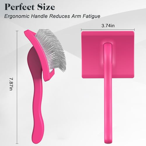 2PCS Slicker Brush for Dogs & Pet Comb,Professional Dog Grooming Brush (Goldendoodles,Poodles,Labradoodles) with Extra Long Pins to Effectively Remove Tangles, Knots and Mats (Pink, Large) - color: Pink, size: Large