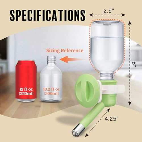 Choco Nose No-Drip Water Bottle for Small Dogs & Cats (10–25 lb) - Leak-Proof Patented 16mm Nozzle Helps Prevent Mess & Spills, BPA Free, Easy to Install Cage & Crate Mount Feeder, 10.2 fl oz (C590) - color: C590 Apple Green