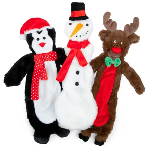 Jeffers Pet Plush Dog Toy with Squeaker, Christmas Reindeer 12"- Durable & Safe for Puppies & Dogs, Holiday Stocking Stuffer, Soft Interactive Play, Fetch & Tug Pet Toy, Best Gift for Active Games - color: Brown Reindeer