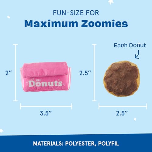 BarkBox Barker's Dozen Donuts 4-in-1 Interactive Plush Dog Toy | Squeaky Dog Toys with Crinkle Box - For Small Dogs and Puppies - color: Donuts