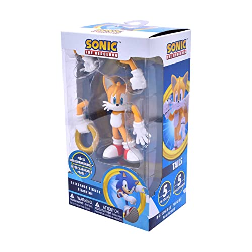 Just Toys LLC Sonic the Hedgehog Tails Buildable Action Figure, 4 in | Buildable 4-inch Tails figure with 4 interchangeable arms. Officially licensed collectible — 5 to collect. Ages 3+. - style: Tails