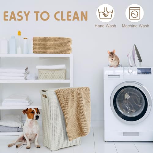 4 Pcs Guinea Pig Cage Liner 16 x 24 Inch Washable Chenille Pee Pads Pet Dog Cat Bedding Training Mat Reusable for Small Animals Puppy Bunny Hamster Chinchilla - color: Beige, size: 16 x 24 Inch, style: Low Pile Chenille