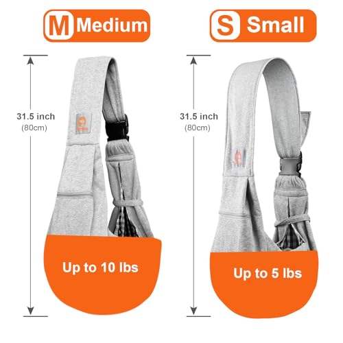 Tomkas Dog Sling Carrier for Small Dogs Puppy Carrier for Small Dogs (Grey, for Pets Weight 2-7 lbs) - color: Grey