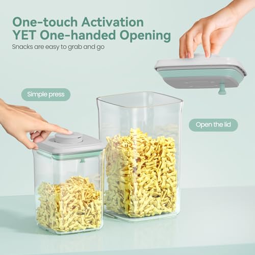 Dog-Cat POP Treat-Airtight jar-Container - 1.3 Qt/1.2 L and 2.2 Qt/2 L (2PC) | Stackable One-Touch Opening | For Snacks Candy Salt Herbs Spices | BPA-Free - color: AS 1.3Qt+2.2Qt