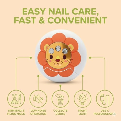 Electric Nail Clipper for Baby - Automatic Fingernail with Light - Safe Infant Nail Clipper for Newborn Toddler Children Kid - Quiet Rechargeable USB C