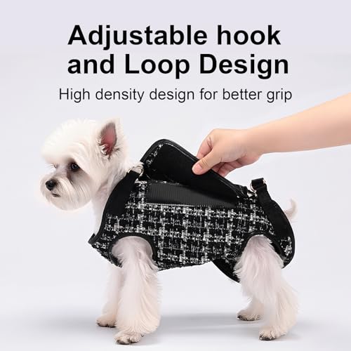 Wakytu Dog Lift Harness Dog Carrier Sling for Small Dogs & Cats,S | stylish puppy sling carrier with handle & pocket,adjustable leash,walking & travel - color: 2.0 Black, size: Small(4-8 LBS)