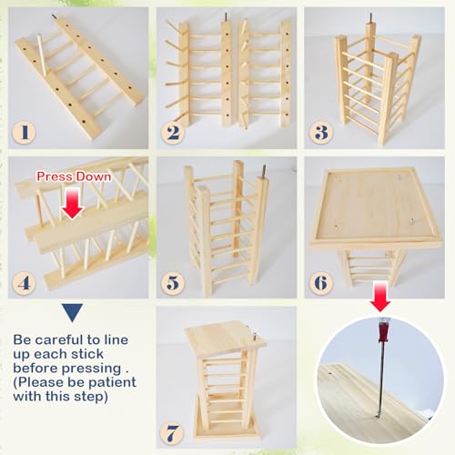 kathson Rabbit Wooden Hay Feeder,Wooden Rabbit Hay Rack Less Wasted Guinea Pig Hay Holder Wood Small Animal Hay Feeder Self Standing Cage Accessories for Chinchillas Hamsters Bunny