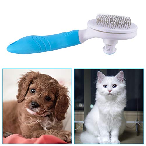 Self Cleaning Slicker Brush - Cat Brush Skin-Friendly Deshedding Grooming Massaging Tool for Long & Short Haired Pets, Cat Hair Brushes Easy Removes Undercoat for Dogs Cats Rabbits - UPGRADED, Blue - color: 1Pack Blue