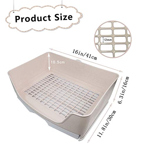 PINVNBY Litter Box for Rabbits with Drawer,Plastic Rabbit Toilet Box,Large Corner Bunny Potty Trainer Pan for Guinea Pig Chinchilla Ferret Small Animals(Brown) - color: Brown