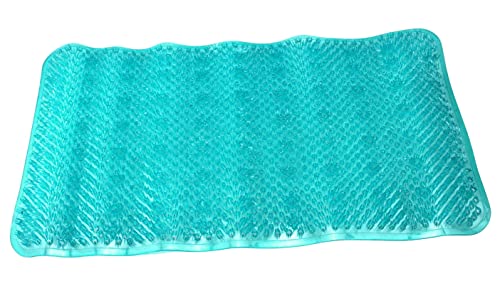 Dependable Industries Inc. Essentials Grass Bathmat Textured Spa Quality Foot Scrubber Bathroom Tub & Bath Mat Anti-Slip 24.5" x 13.5" Turquoise - size: 24.5" x 13.5" (Rectangular)