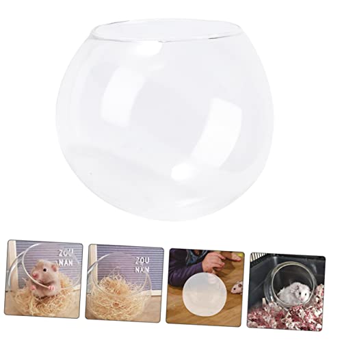 INOOMP Glass Nest for Hamster Chinchilla Small Animal Dust Bath Container Guinea Pig Hideout Pet Cooling Hut