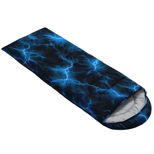 QOOMO Camping Sleeping Bags,3 Season Warm & Cool Weather,Lightweight,Waterproof Sleeping Bags for Adults & Kids,Traveling,and Outdoors,Camping Gear Equipment - color: Blue Lighting 2
