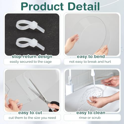 Juexica 2 Pcs 82.7 x 4.5 Inch Guinea Pig Cage Liner Clear Cuttable Critter Liner with Pre Drilled Holes Urine Guard Extra Long Liner with 100 Zip Ties for Rabbit Hamster Ferret Chinchilla - size: 4 inch wide
