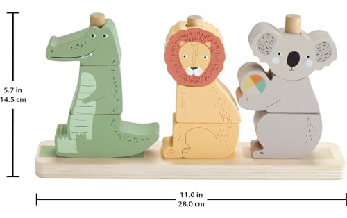 Fisher-Price Wood Baby Toy Stack & Sort Animals, 10 Wooden Pieces for Developmental Play for Infants & Toddlers Ages 1+ Years - style: Animals