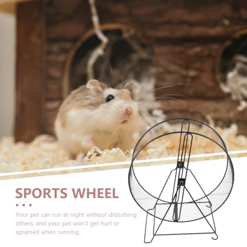 Mikikit Hamster Toys Hamster Wheel, Interesting Running Wheel Mesh Exercise Wheel Household Hedgehog Running Toy with Rack for s Gerbils Rat Small Pet Wheel - color: Black3