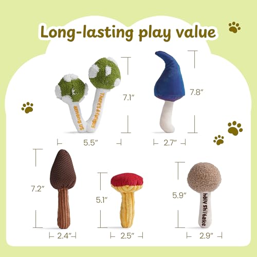 5 Pack Catnip Toys, Cat Toys with Catnip & Silvervine, Colorful Mushroom Kitten Teething & Cat Chew Toys with Different Textures, Funny Cat Kicking Toys for Indoor Cats - color: Mushroom