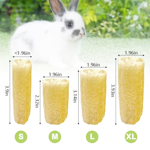 BNOSDM Bunny Chew Toys Natural Loofah 4PCS Bunny Teeth Grinding Toy Rabbit Fiber-Rich Treats Pet Entertainment Accessories for Rabbits Chinchillas Guinea Pig（L） - color: L-4PCS