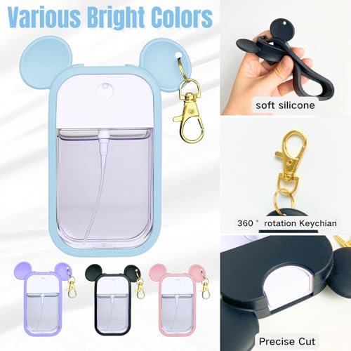 Mouse Design Silicone Case Compatible with Touchland Hand Sanitizer Spray 1 fl oz, Silicone Protective Case Holder with Keychain for Power Mist and Glow Mist, Blue - color: Blue