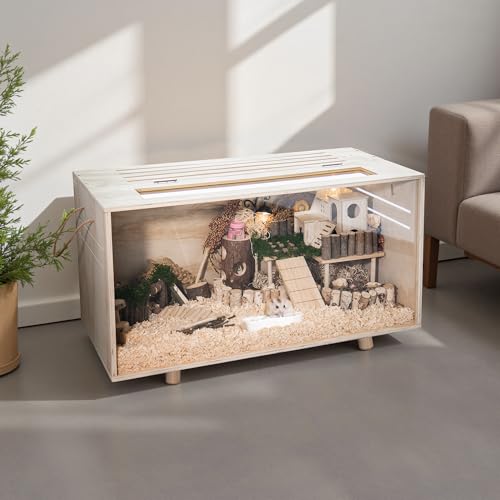 Pine Small Animals Houses&Habitats Chewproof, 32" Pine Guinea Pig Cage Hamster Cage for Small Animals (32" Medium, Short-Legged Stick) - size: 32.0"L x 15.8"W x 15.8"H