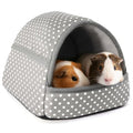 Guinea Pig Hideout with Cuddle Pouch - Washable Dwarf Rabbit Bed, Durable Fabric with Soft Lining - Small Animal Cage Accessories - Grey Dot - color: Grey